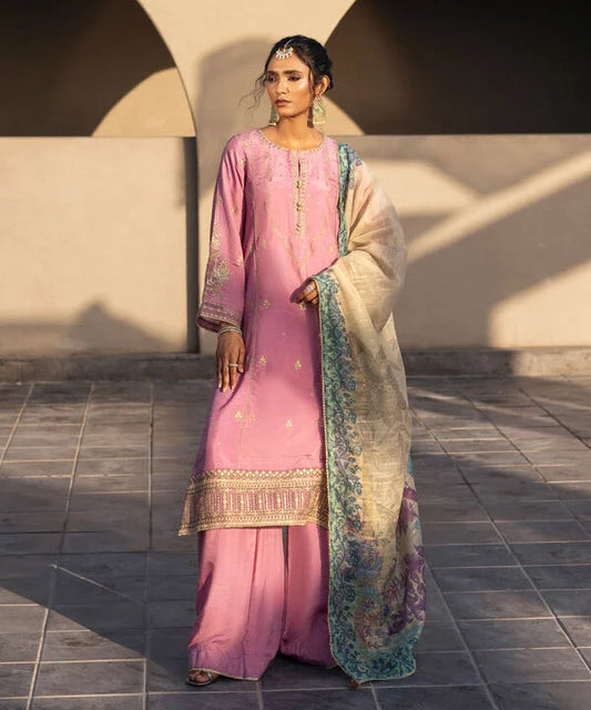 Sapphire- Embroidery Raw Silk  3 Pc