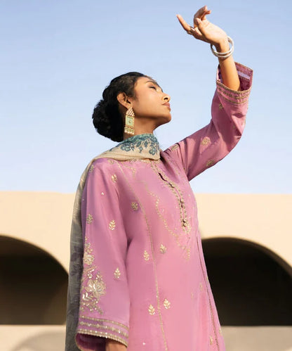 Sapphire- Embroidery Raw Silk  3 Pc