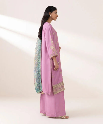 Sapphire- Embroidery Raw Silk  3 Pc