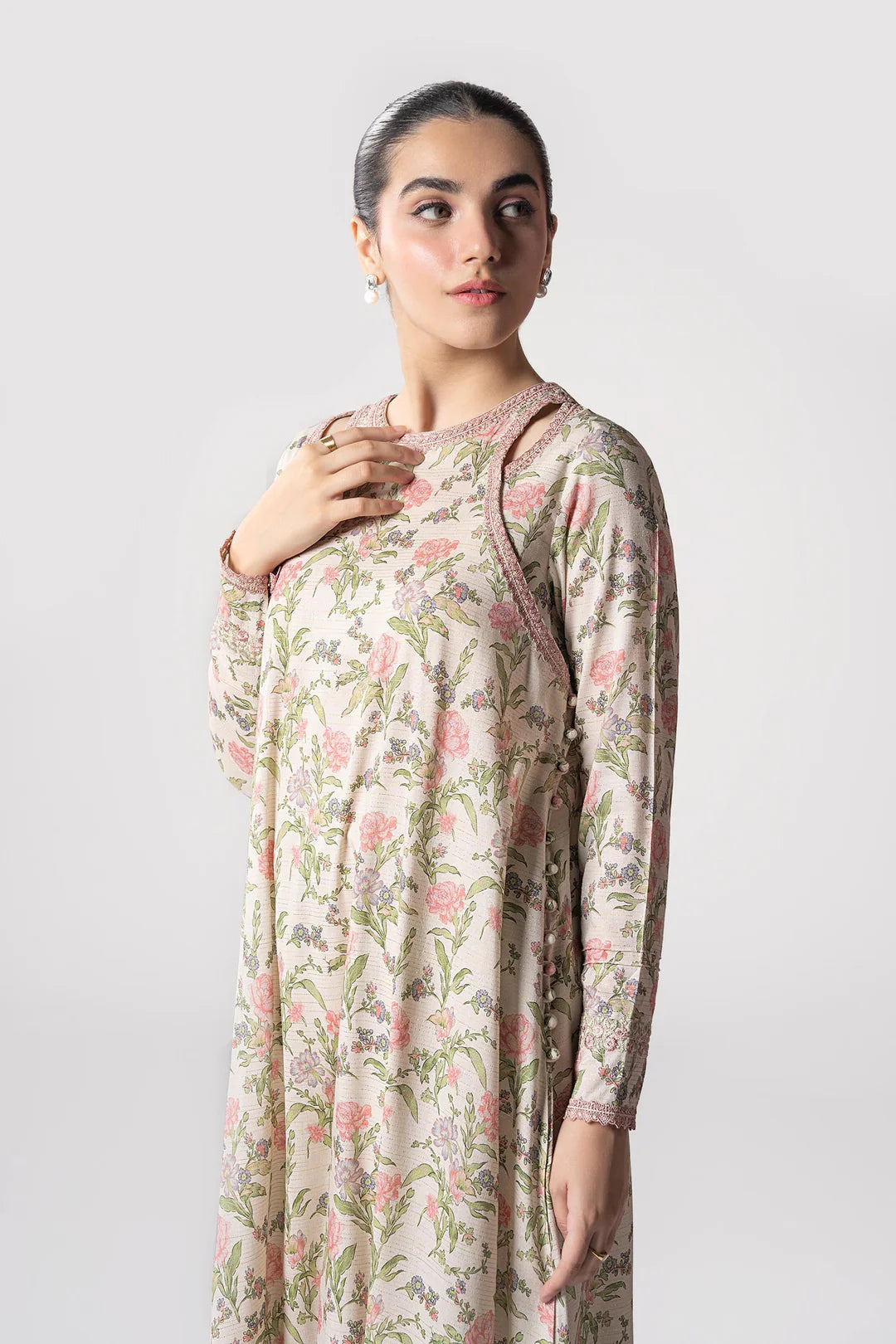 Maria. B- 2 Pc Embroidered Zari Stripes Suit