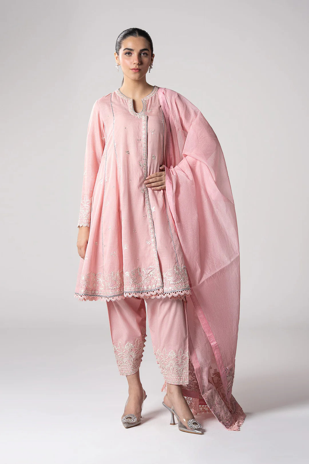 Maria. B- 3 Piece Embroidered Organza Suit