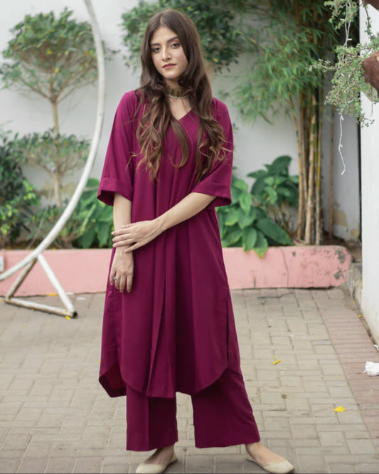 Zauk- Magenta 2 PC Dress