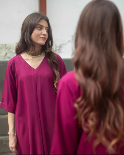 Zauk- Magenta 2 PC Dress