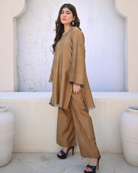 Zauk- Golden 2 PC Khadi Cotton
