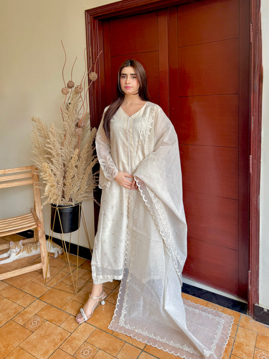 Rivaaj Fashion- White 3 PC