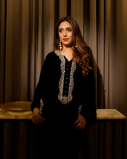Jannat Tahir- Black velvet with Swarovski crystals