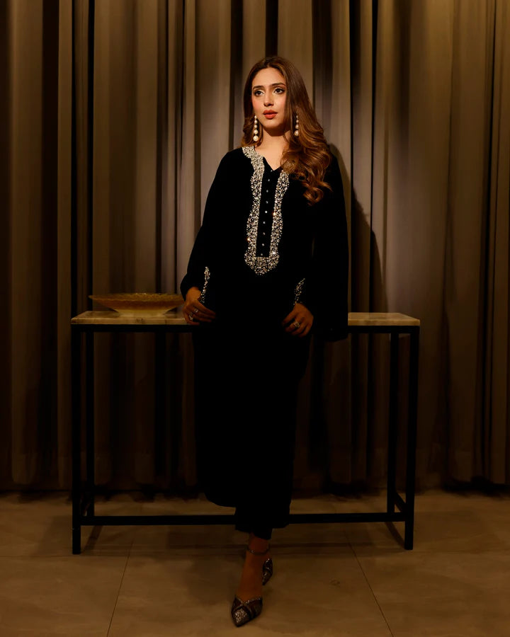 Jannat Tahir- Black velvet with Swarovski crystals