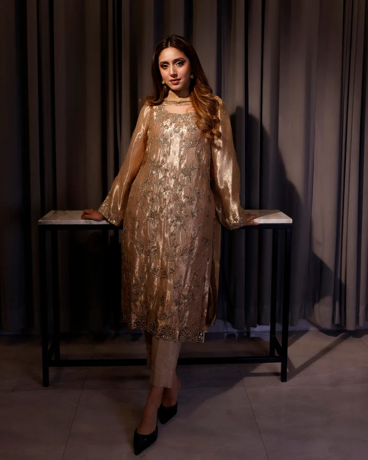Jannat Tahir- Gold Tissue Suit