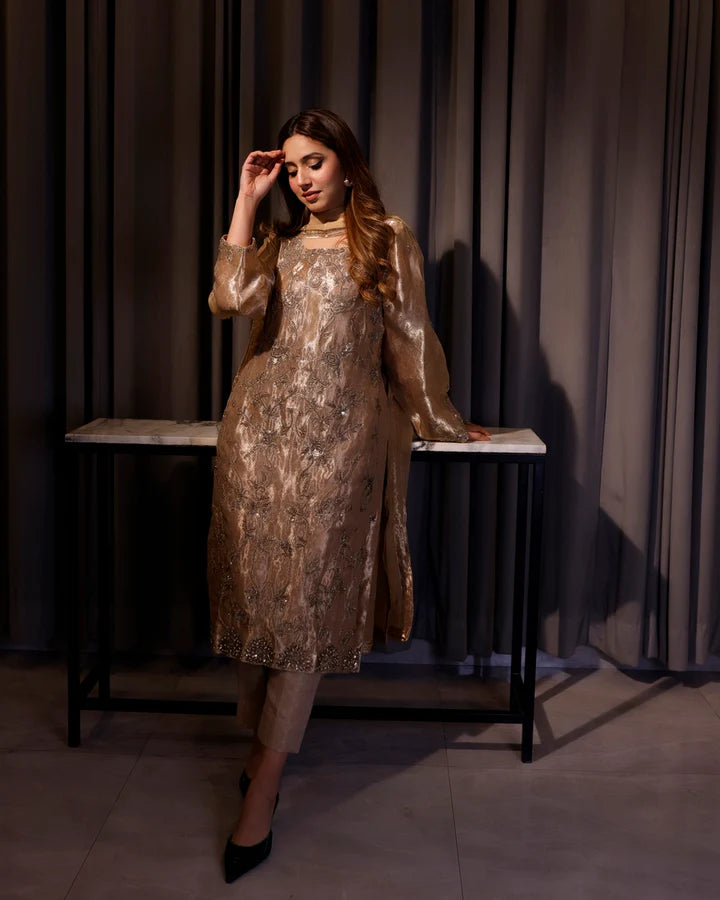Jannat Tahir- Gold Tissue Suit