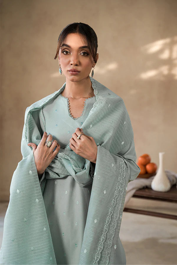Saffron- Ice Blue 3 Pc Suit