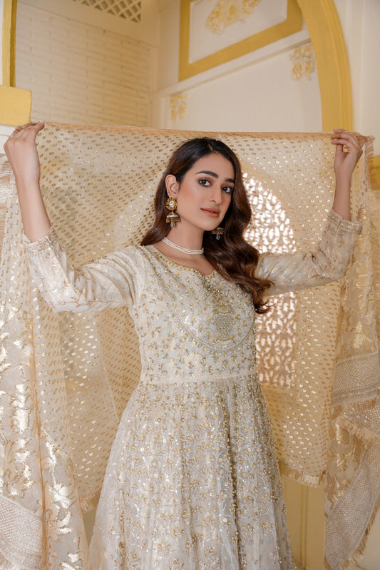 Gulnoor- Off White Maxi