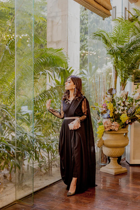 Jannat Tahir- Georgette dress with silk pants