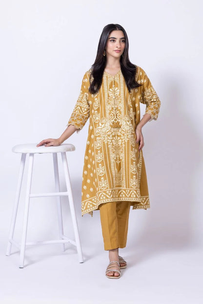 Khaadi- Mustard 2 Pc Embroidery Suit