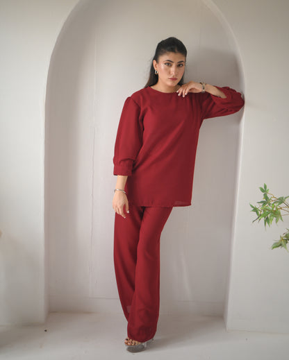 Zauk- 2PC Rose Georgette Solid
