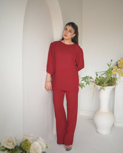 Zauk- 2PC Rose Georgette Solid
