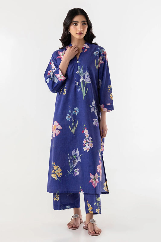 Sana Safinaz-  Printed Lawn Shirt + Culotte 2 Pc Suit